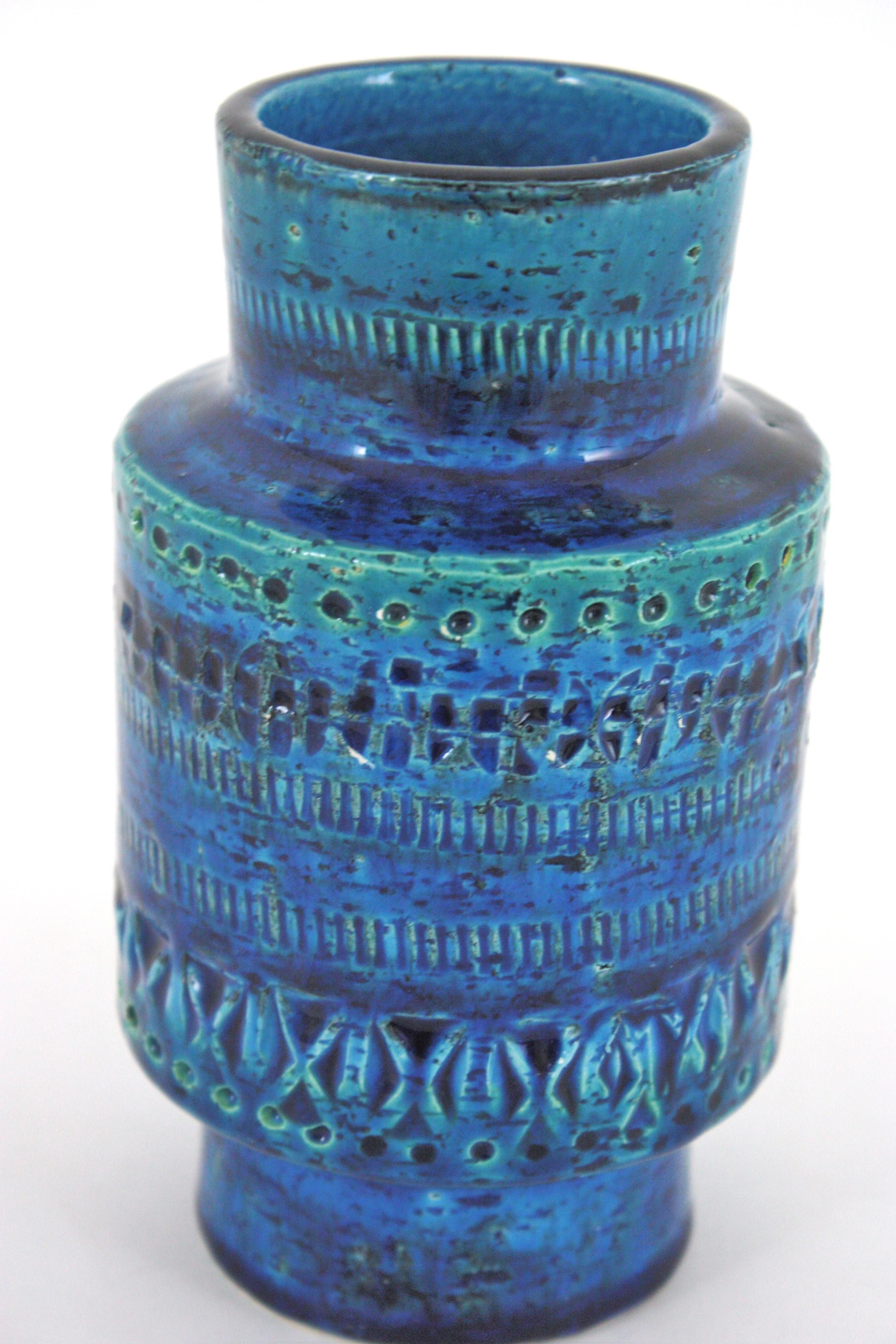 Bitossi Aldo Londi Rimini Blaue Keramikvase, Italien 1960 im Angebot 3