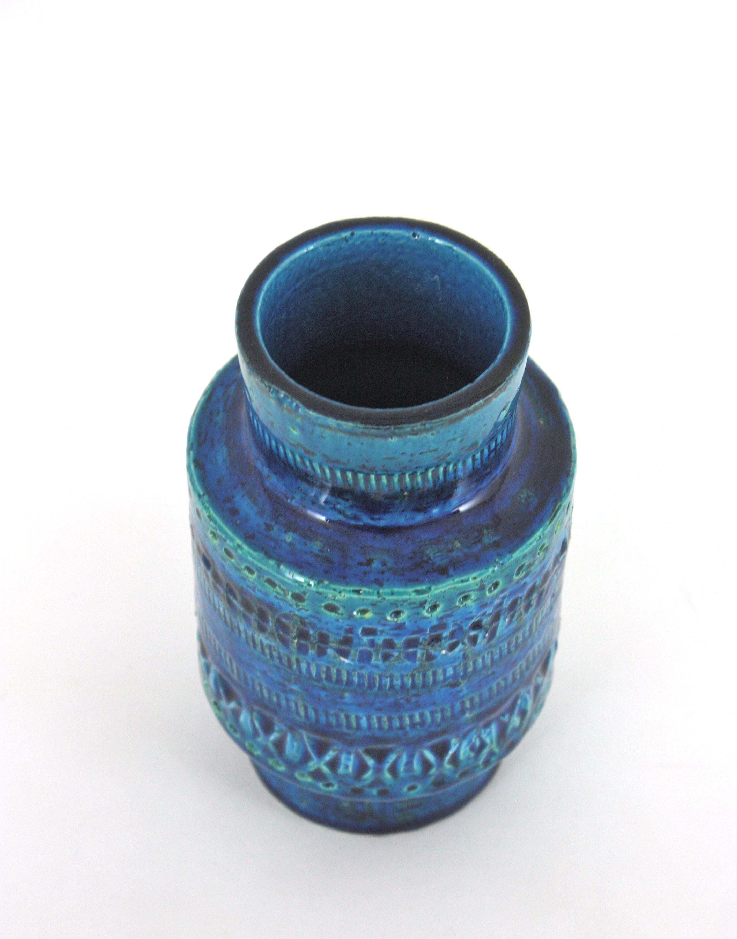 Bitossi Aldo Londi Rimini Blaue Keramikvase, Italien 1960 im Angebot 4