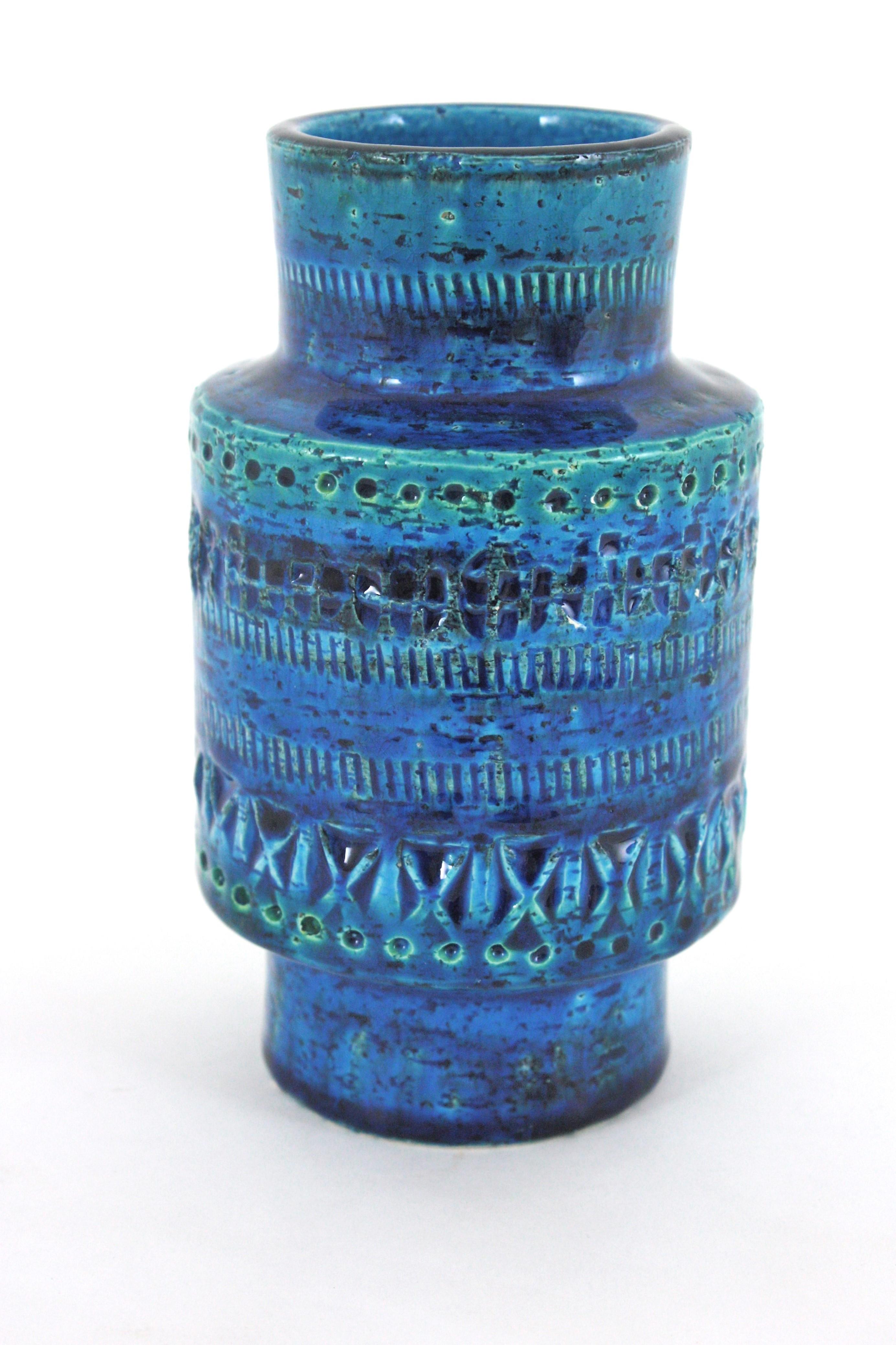 Bitossi Aldo Londi Rimini Blaue Keramikvase, Italien 1960 im Angebot 5