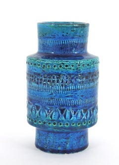 Bitossi Aldo Londi Rimini Blue Ceramic Vase, Italy 1960