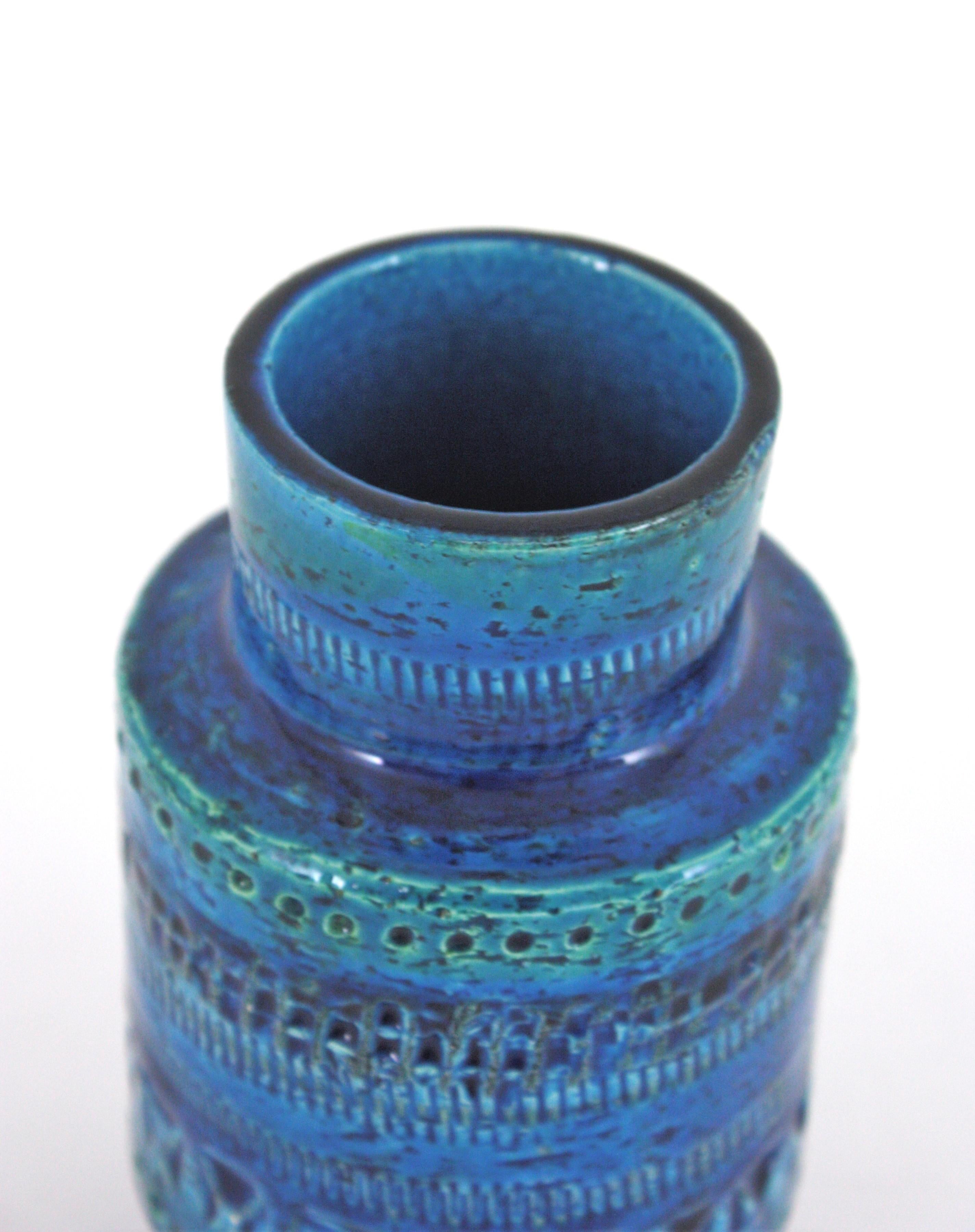 Bitossi Aldo Londi Rimini Blaue Keramikvase, Italien 1960 im Zustand „Gut“ im Angebot in Barcelona, ES