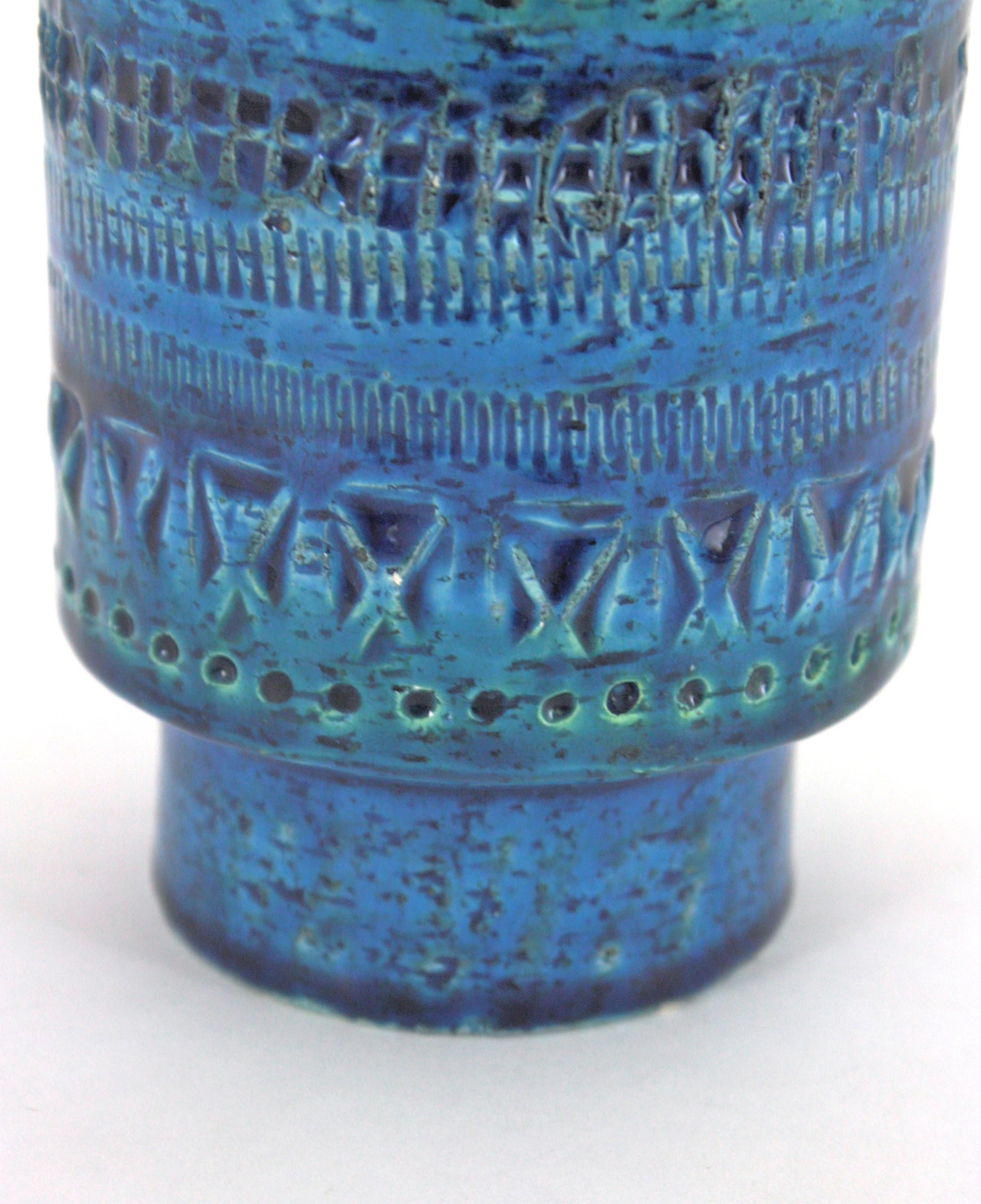 Bitossi Aldo Londi Rimini Blaue Keramikvase, Italien 1960 im Angebot 2