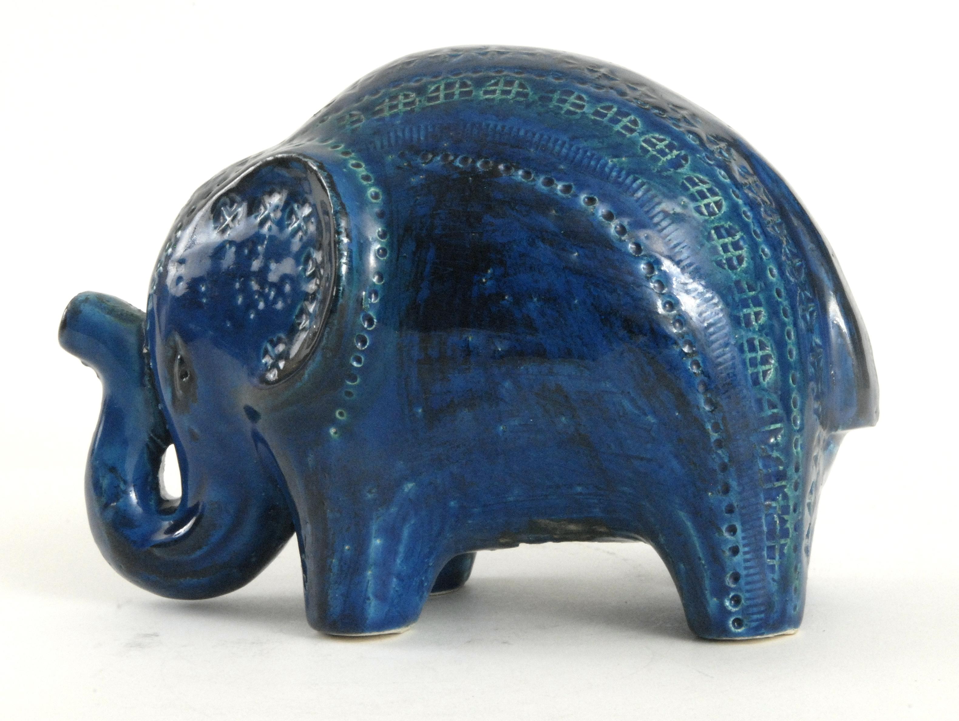 Mid-Century Modern Bitossi Aldo Londi Rimini Blue Elephant, Italy, circa 1968
