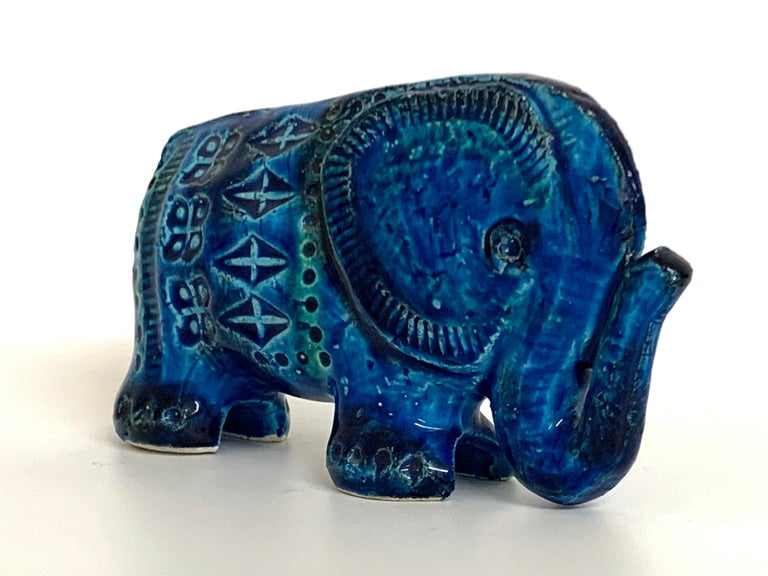 Italian Bitossi Aldo Londi Rimini Blue Elephant Italy C.1968 For Sale