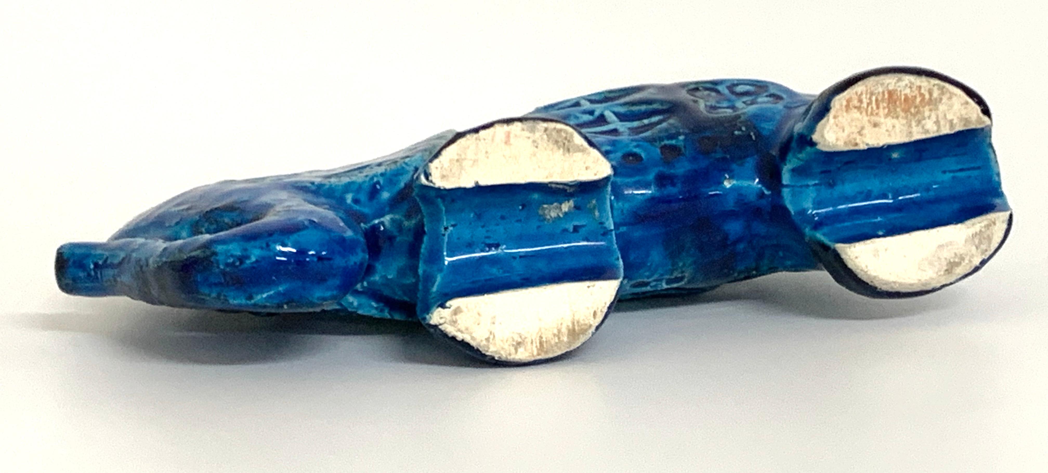 Mid-Century Modern Bitossi Aldo Londi Rimini Blue Elephant Italy C.1968