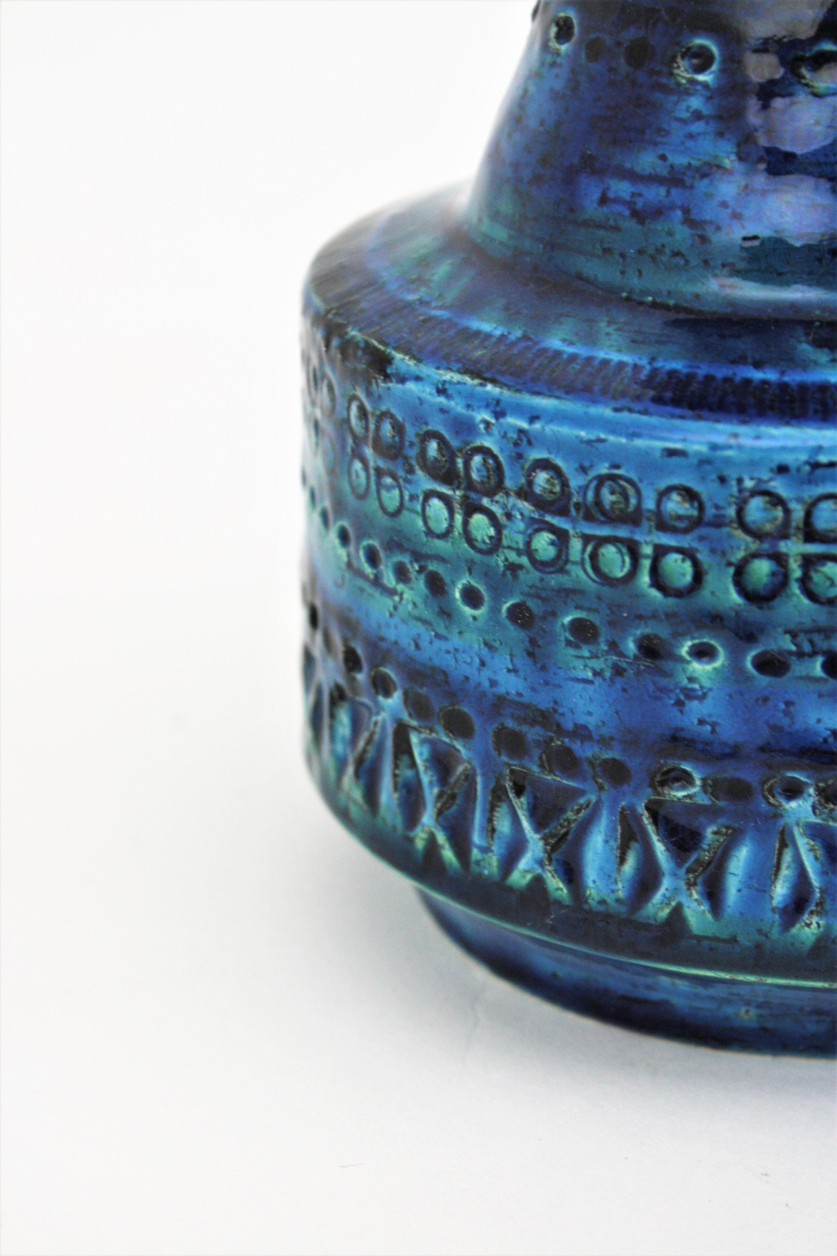 Bitossi Aldo Londi Rimini Blue Glazed Ceramic Conic Vase, 1960s 3