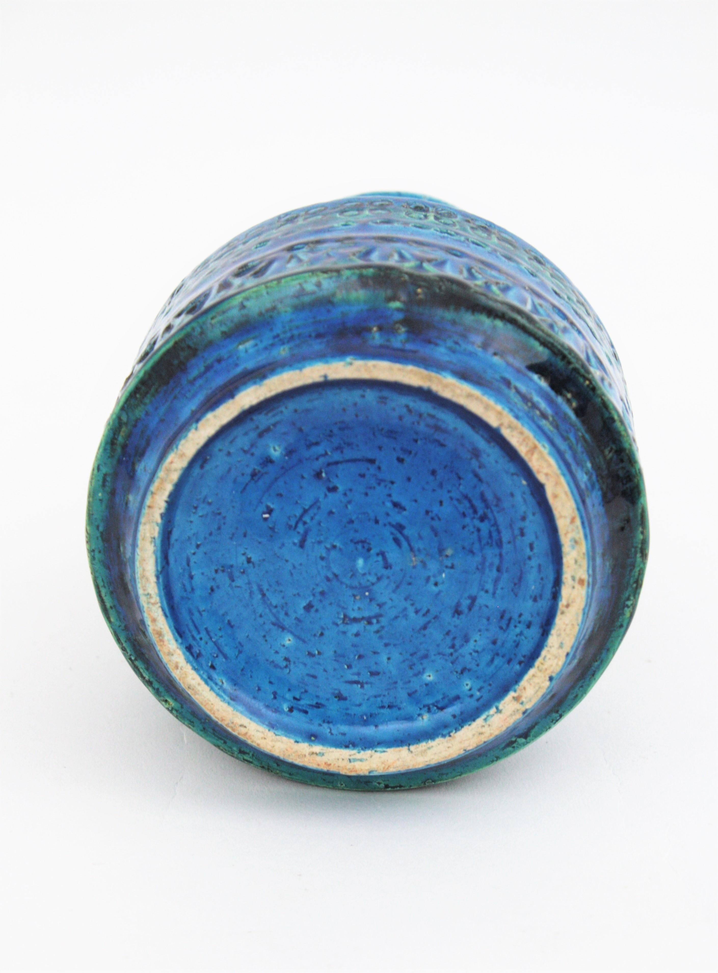 Bitossi Aldo Londi Rimini Blue Glazed Ceramic Conic Vase, 1960s 4