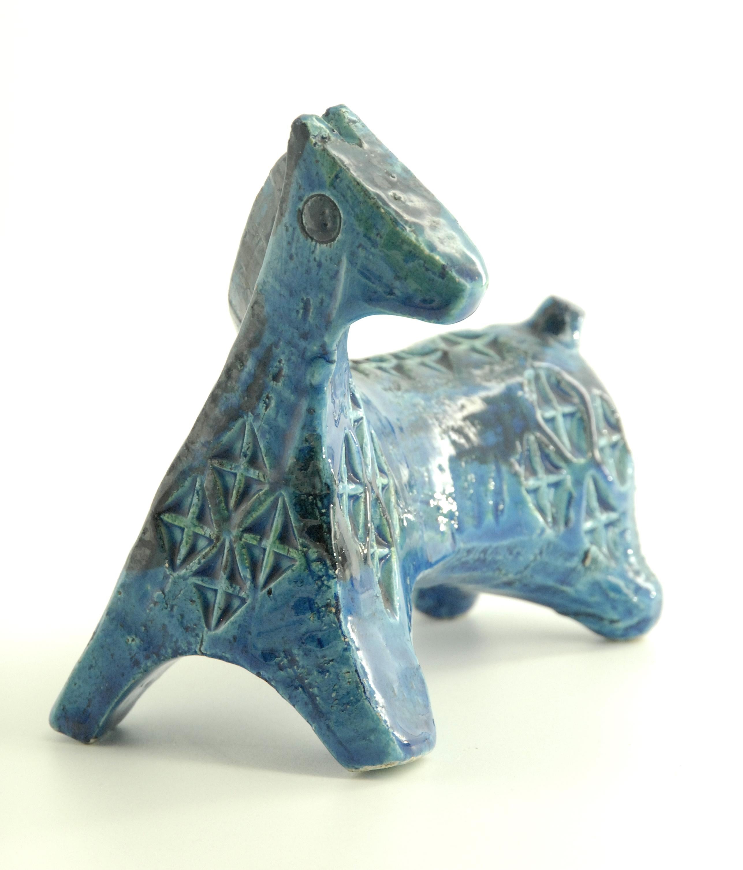 An Aldo Londi designed 'Rimini Blue' small stylized horse.