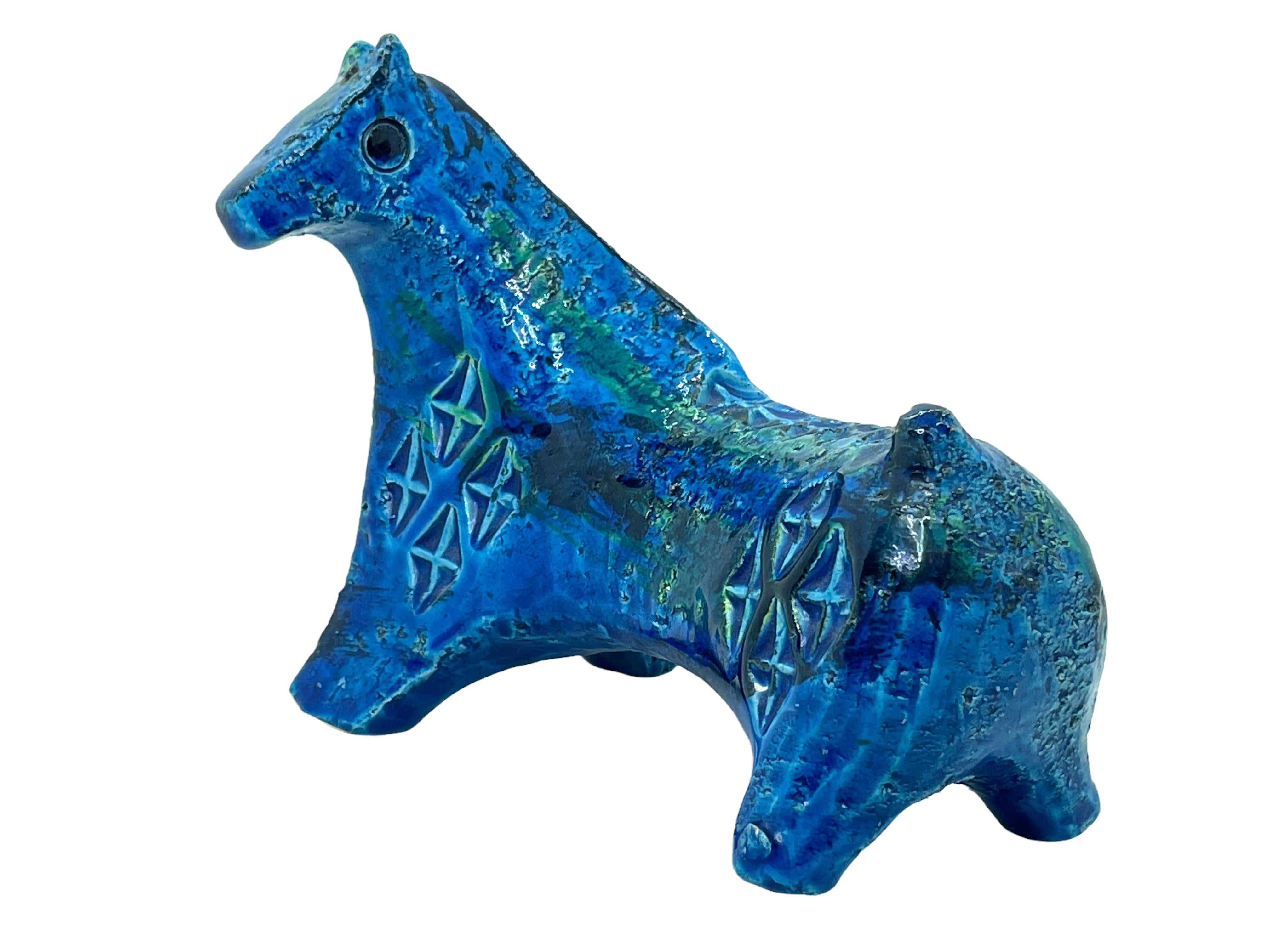 Bitossi Aldo Londi Rimini Blaues Pferd, Italien, ca. 1960er Jahre (Italienisch) im Angebot