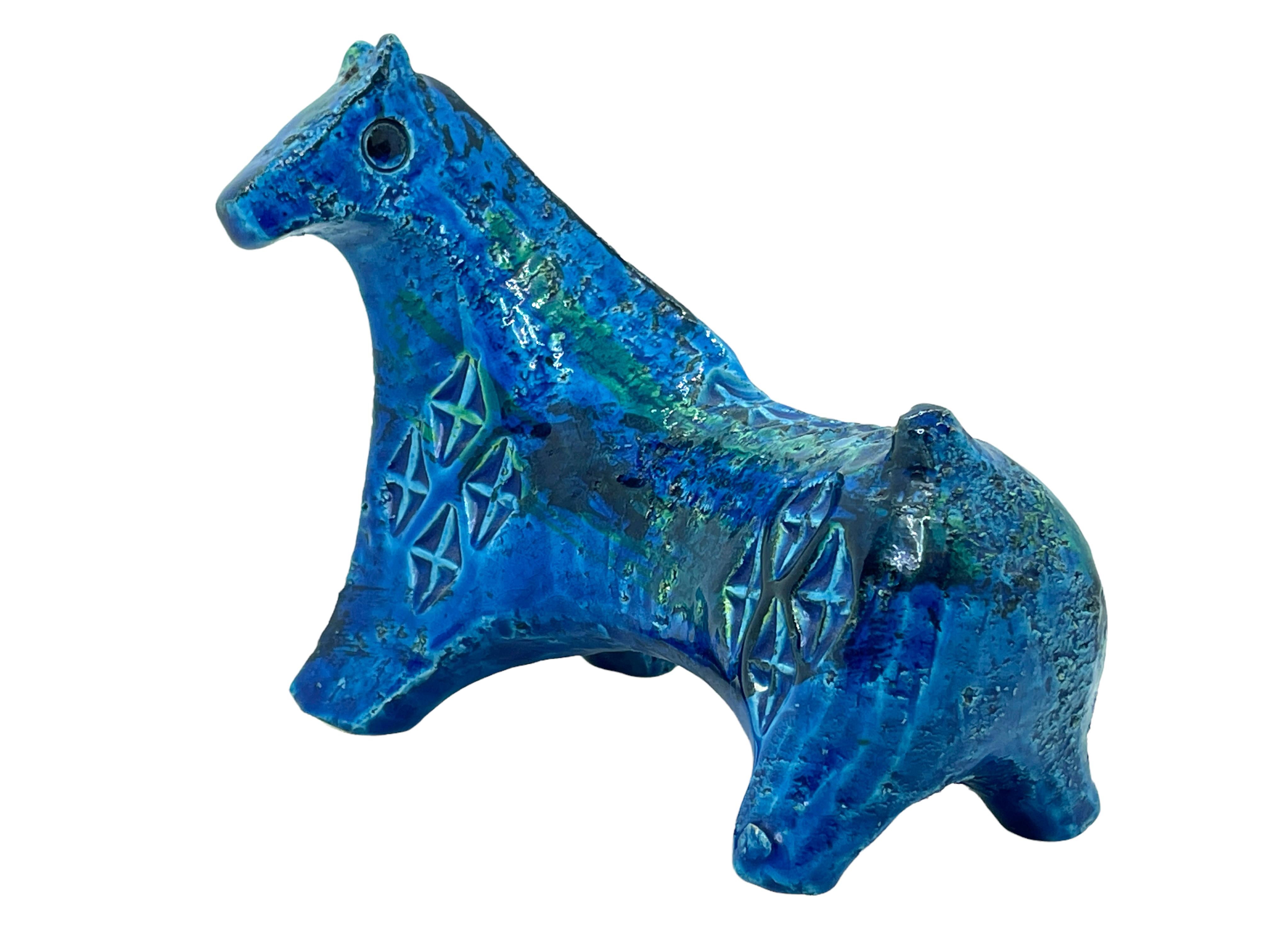 Bitossi Aldo Londi Rimini Blue Horse, Italy, circa 1960s (Italienisch) im Angebot