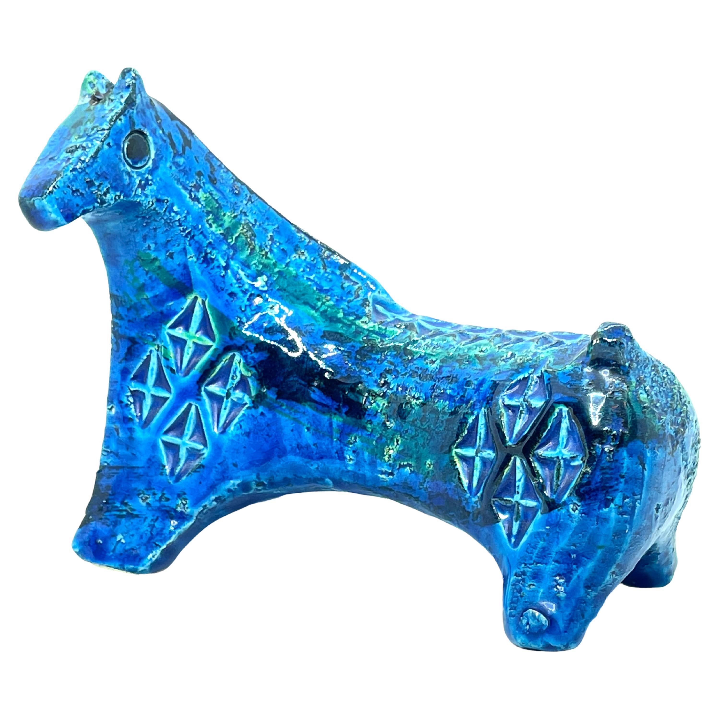 Bitossi Aldo Londi Rimini Blue Horse, Italy, circa 1960s