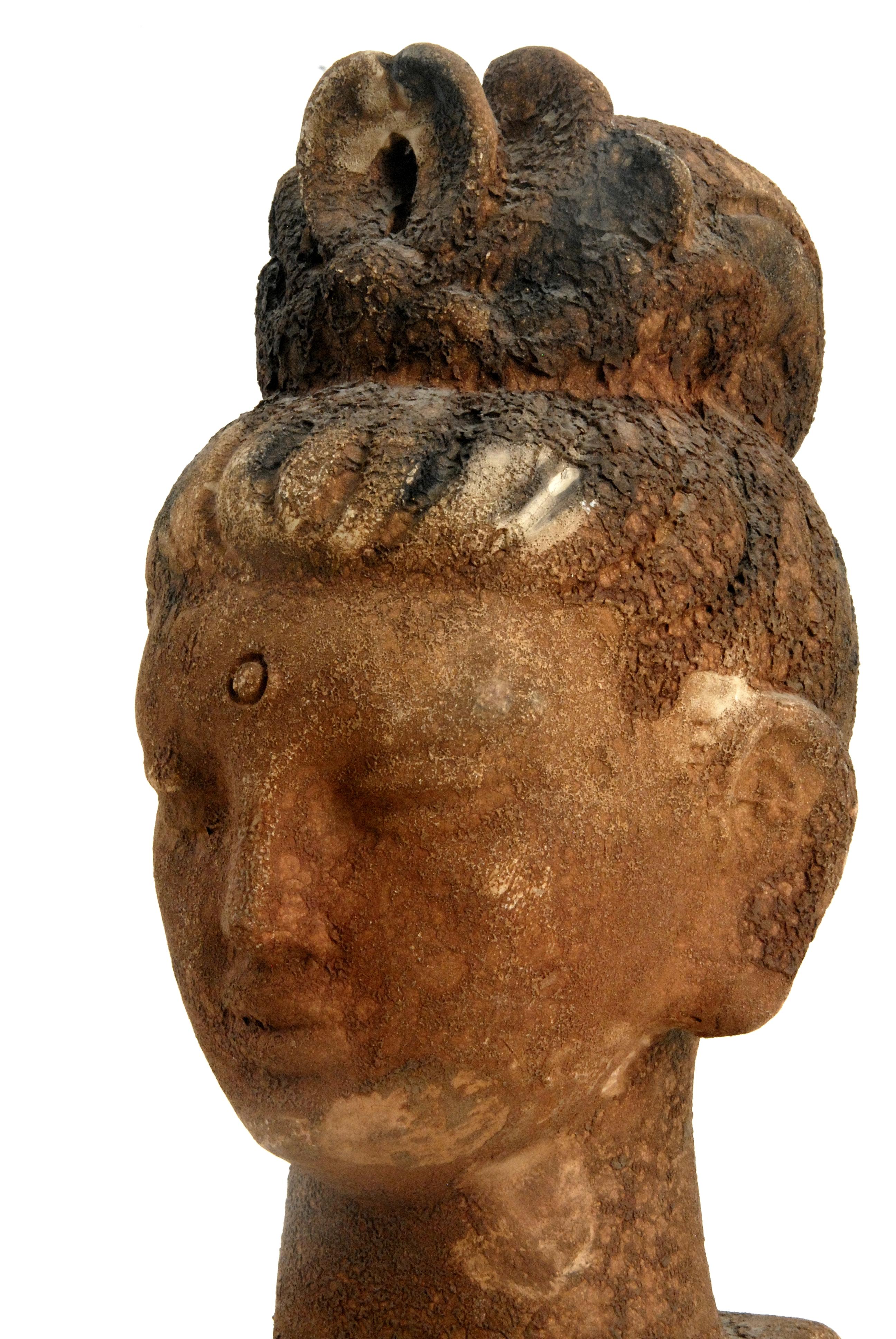 Mid-20th Century Bitossi Aldo Londi Scavo Guan Yin Head, Italy, circa 1965