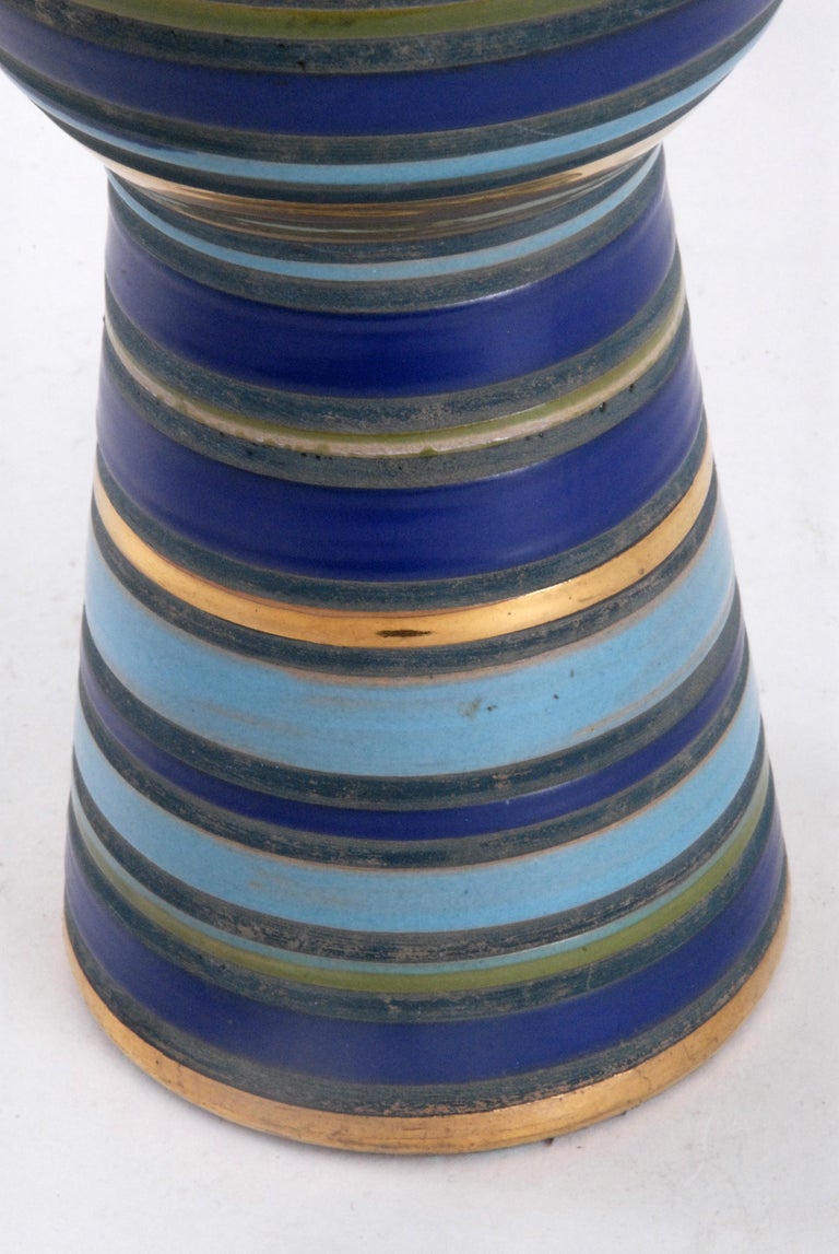 Mid-Century Modern Bitossi Aldo Londi Vase in Blues and Gold, Italy, circa 1968 For Sale