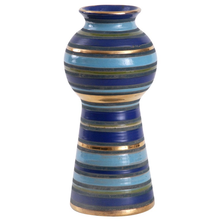 boykot Årligt mave Bitossi Aldo Londi Vase in Blues and Gold, Italy, circa 1968 For Sale at  1stDibs