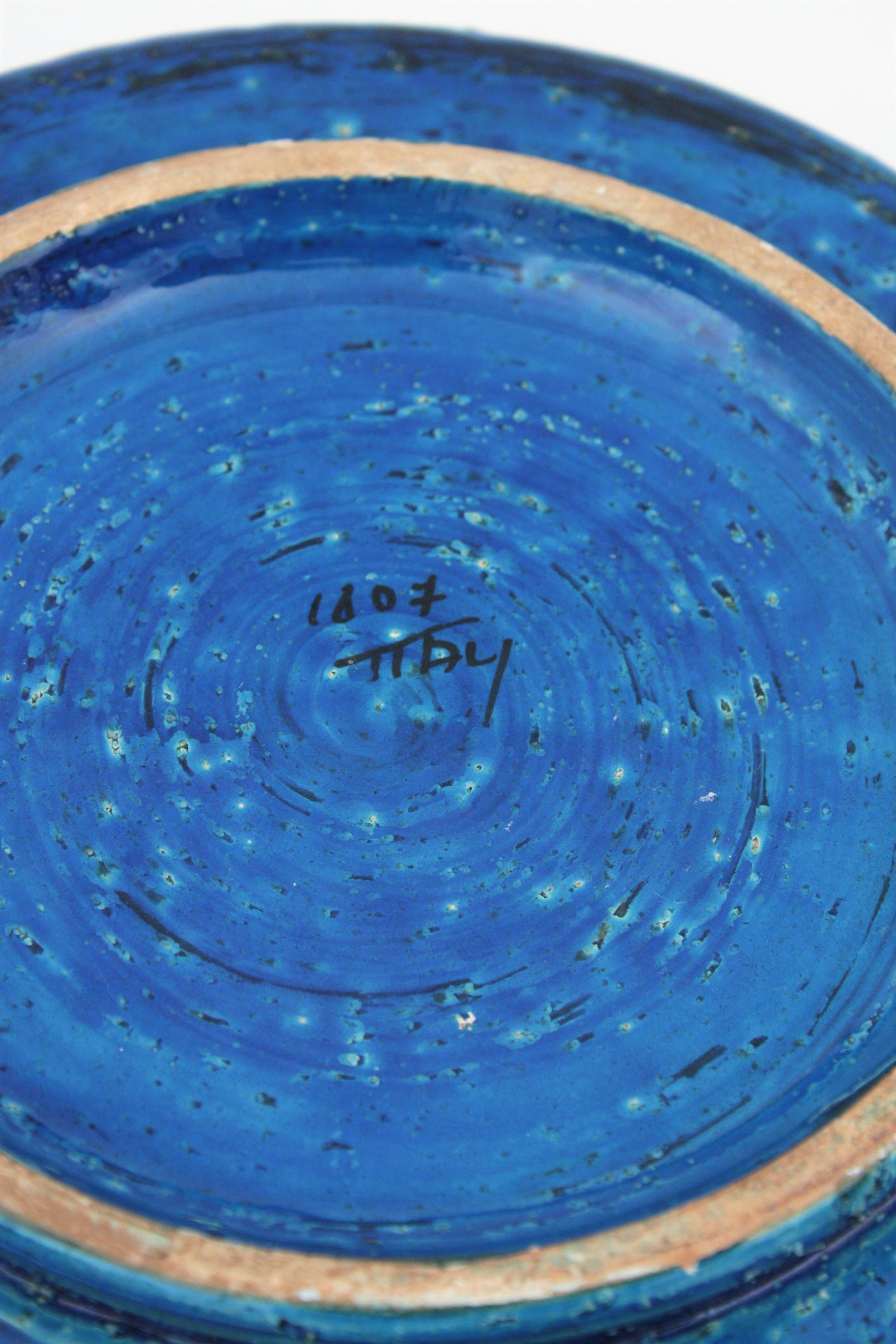 Bitossi Aldo Londi Rimini Blue Ceramic XL Round Centerpiece Bowl Ashtray For Sale 3