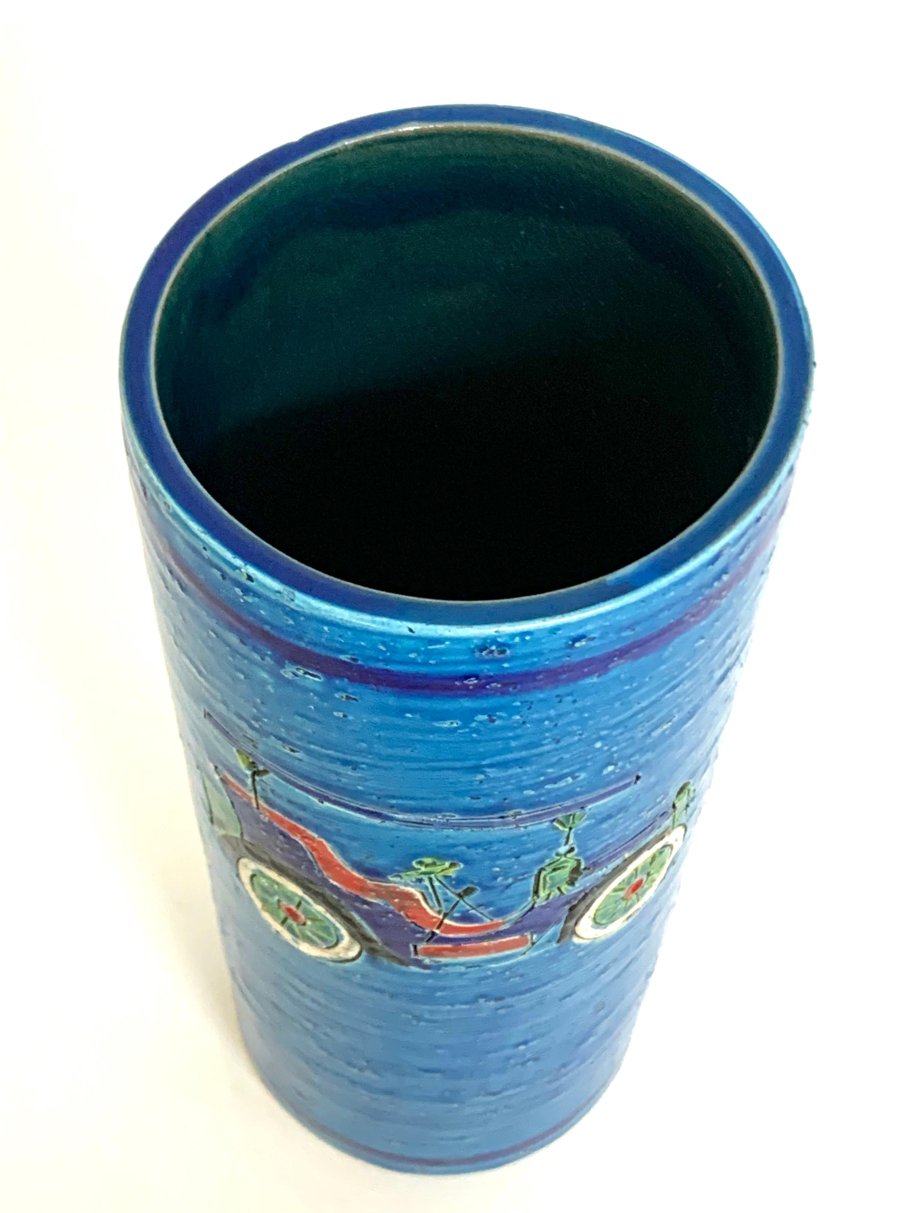 Bitossi Aldo Londi Vintage Car Cylinder Vase, Italy, c1968 In Good Condition In Pymble, NSW