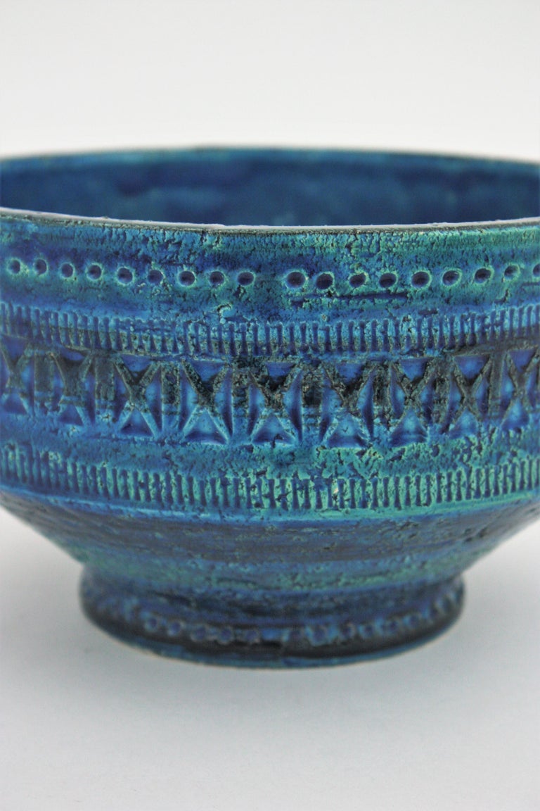 Bitossi Ando Londi Rimini Blue Glazed Ceramic Centerpiece or Fruit Bowl For Sale 1