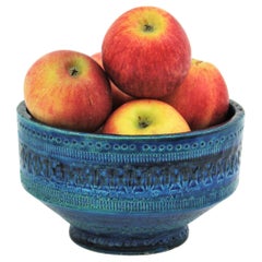 Bitossi Ando Londi Rimini Blue Glazed Ceramic Centerpiece or Fruit Bowl