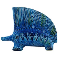Bitossi, Anteater in Rimini Blue Ceramics, Designed by Aldo Londi