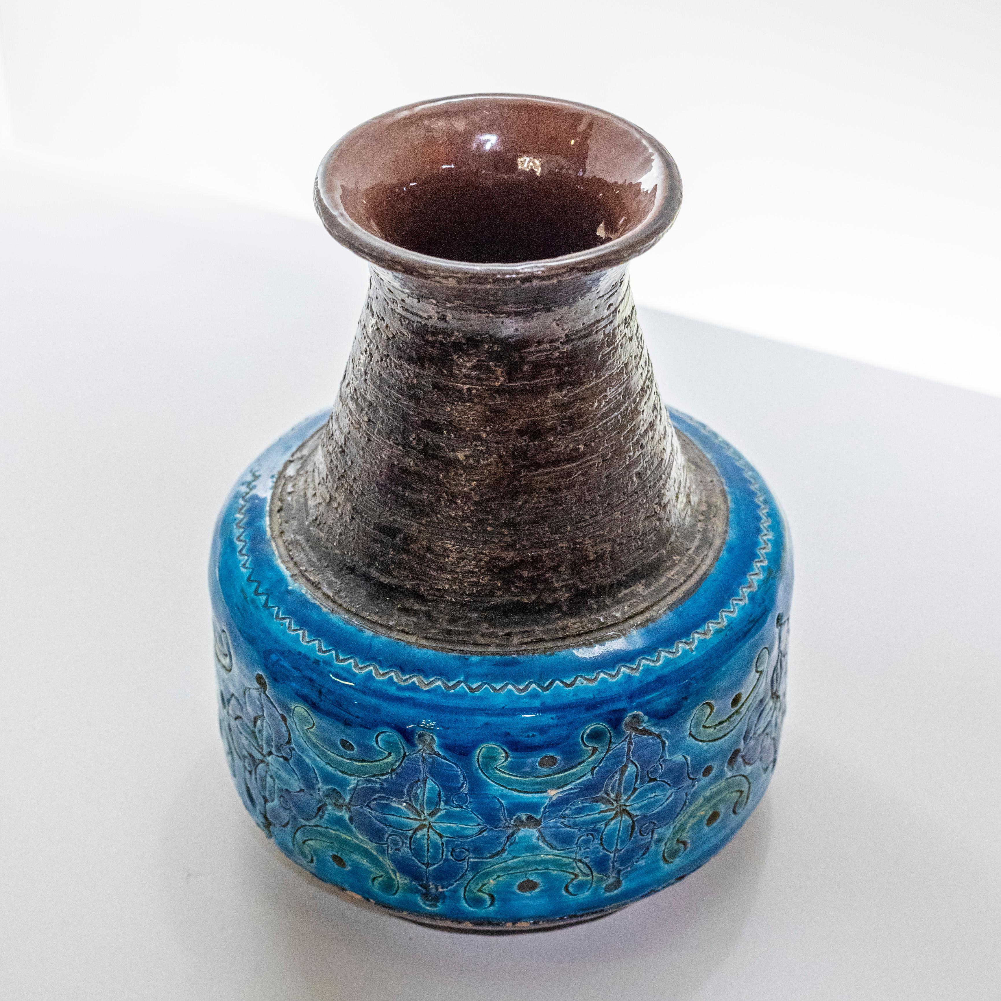 Arabesque ceramic vase by Aldo Londi from Bitossi Italy 1960s.