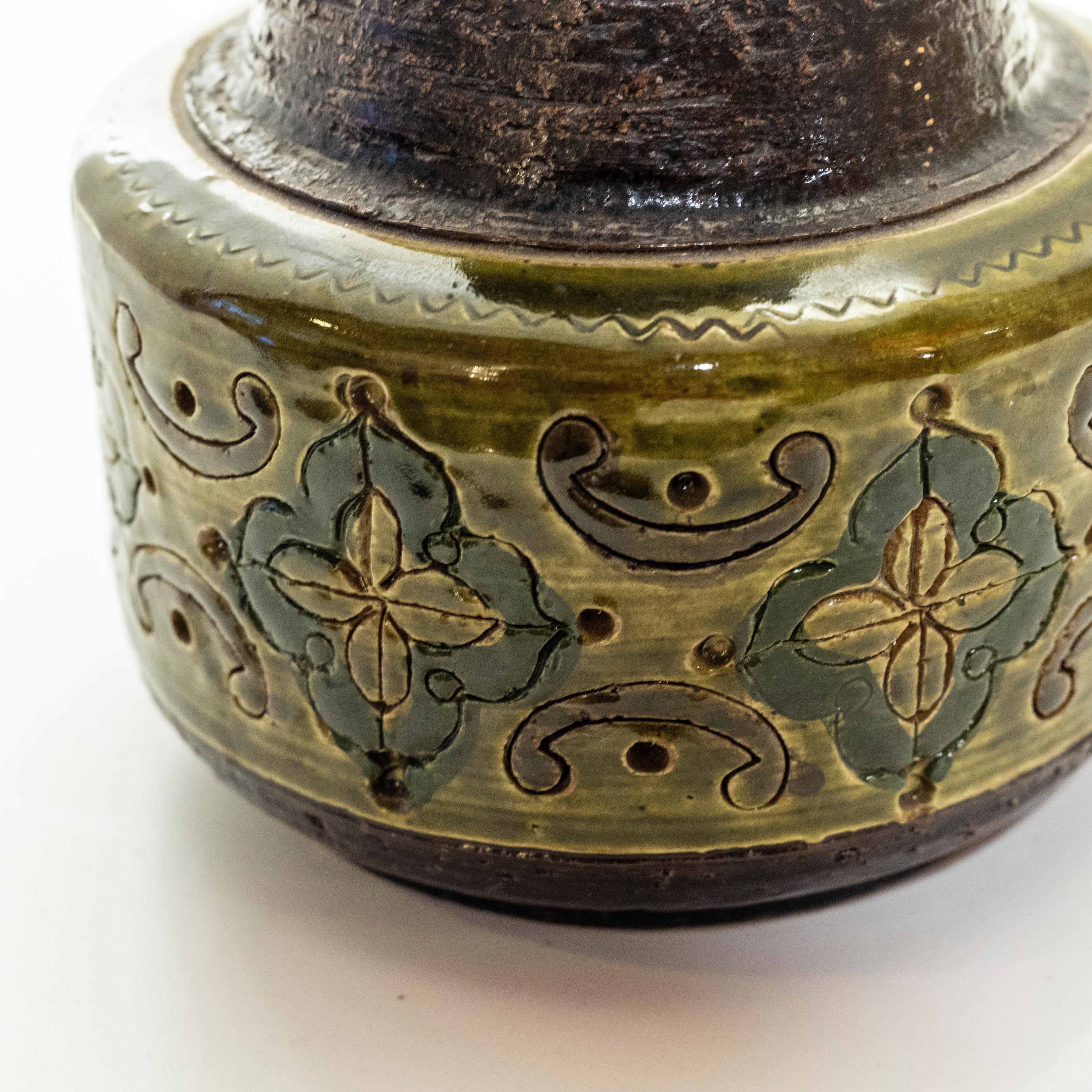 Mid-Century Modern Bitossi Arabesque Ceramic Vase by Aldo Londi, Italy, 1960s