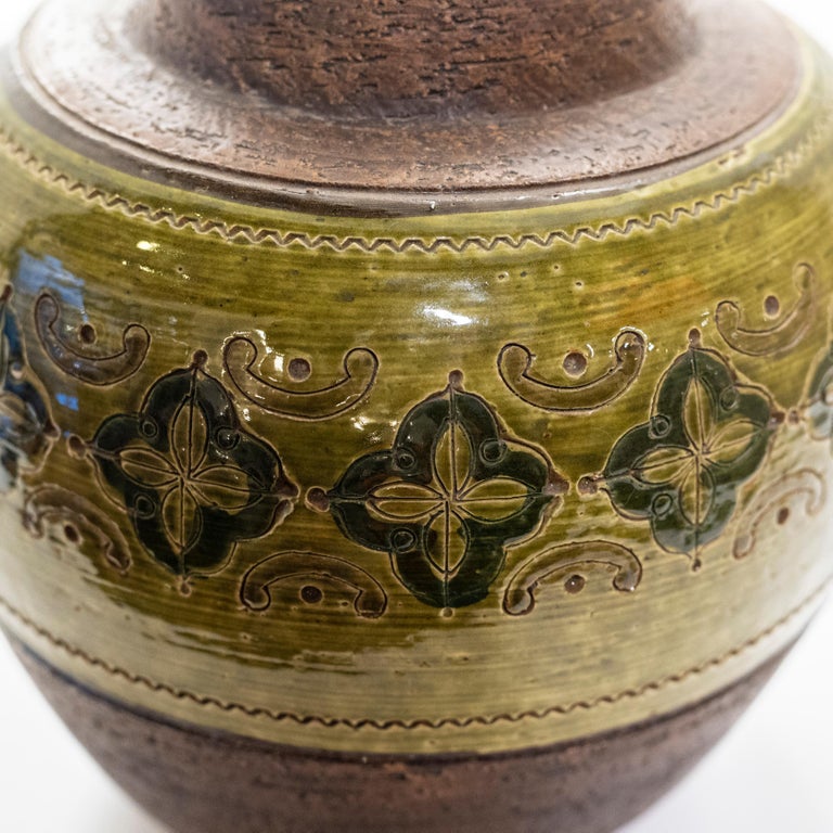 Mid-Century Modern Bitossi Arabesque Ceramic Vase by Aldo Londi, Italy, 1960s For Sale