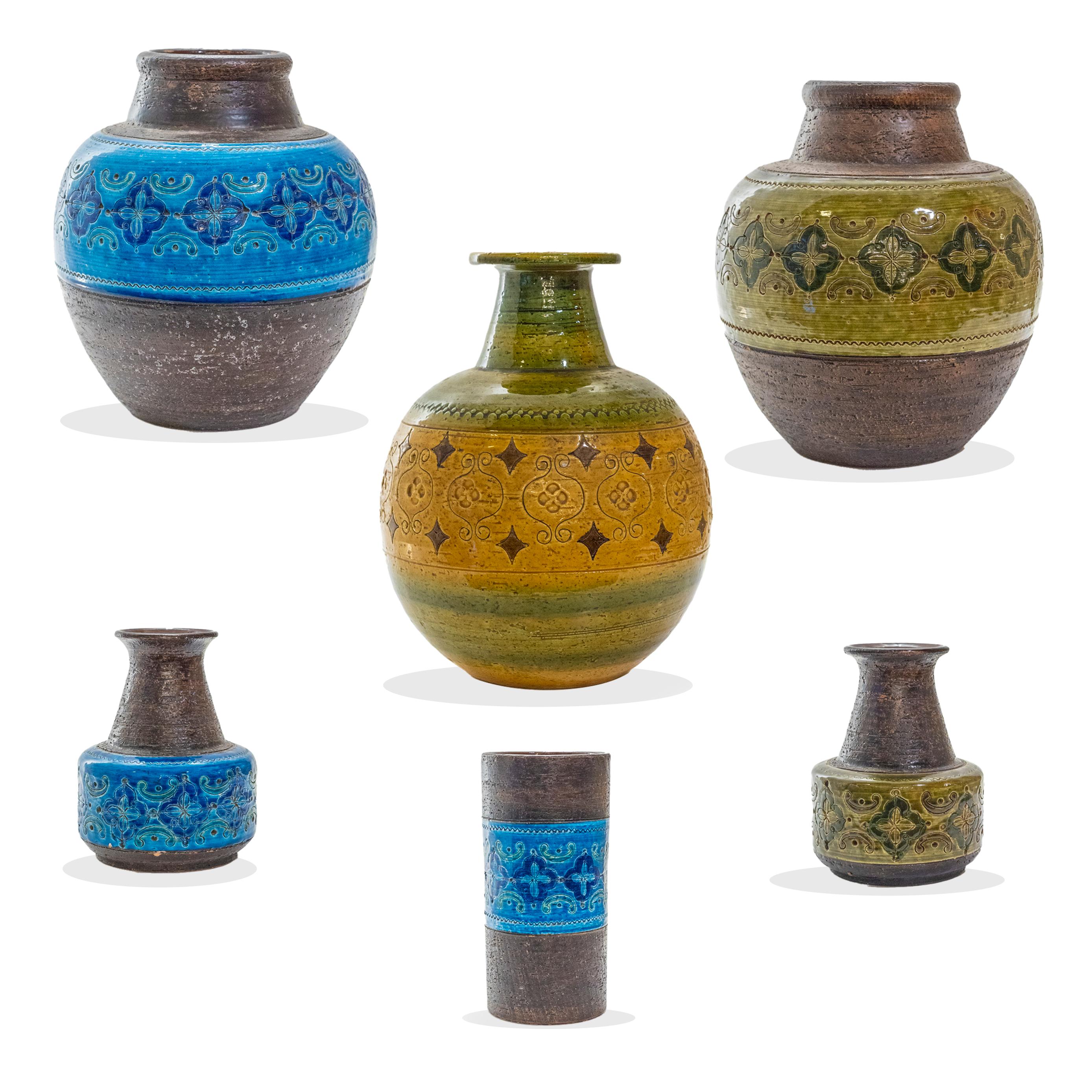Italian Bitossi Arabesque Ceramic Vase By Aldo Londi Italy 1960s