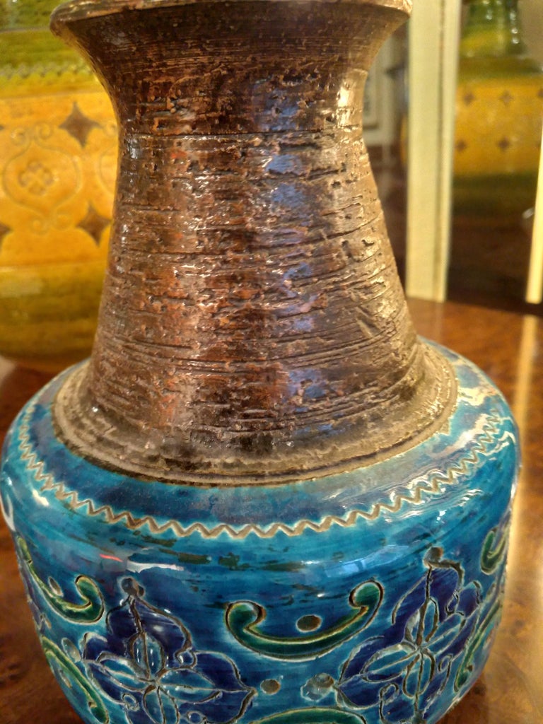 Glazed Bitossi Arabesque Ceramic Vase By Aldo Londi Italy 1960s
