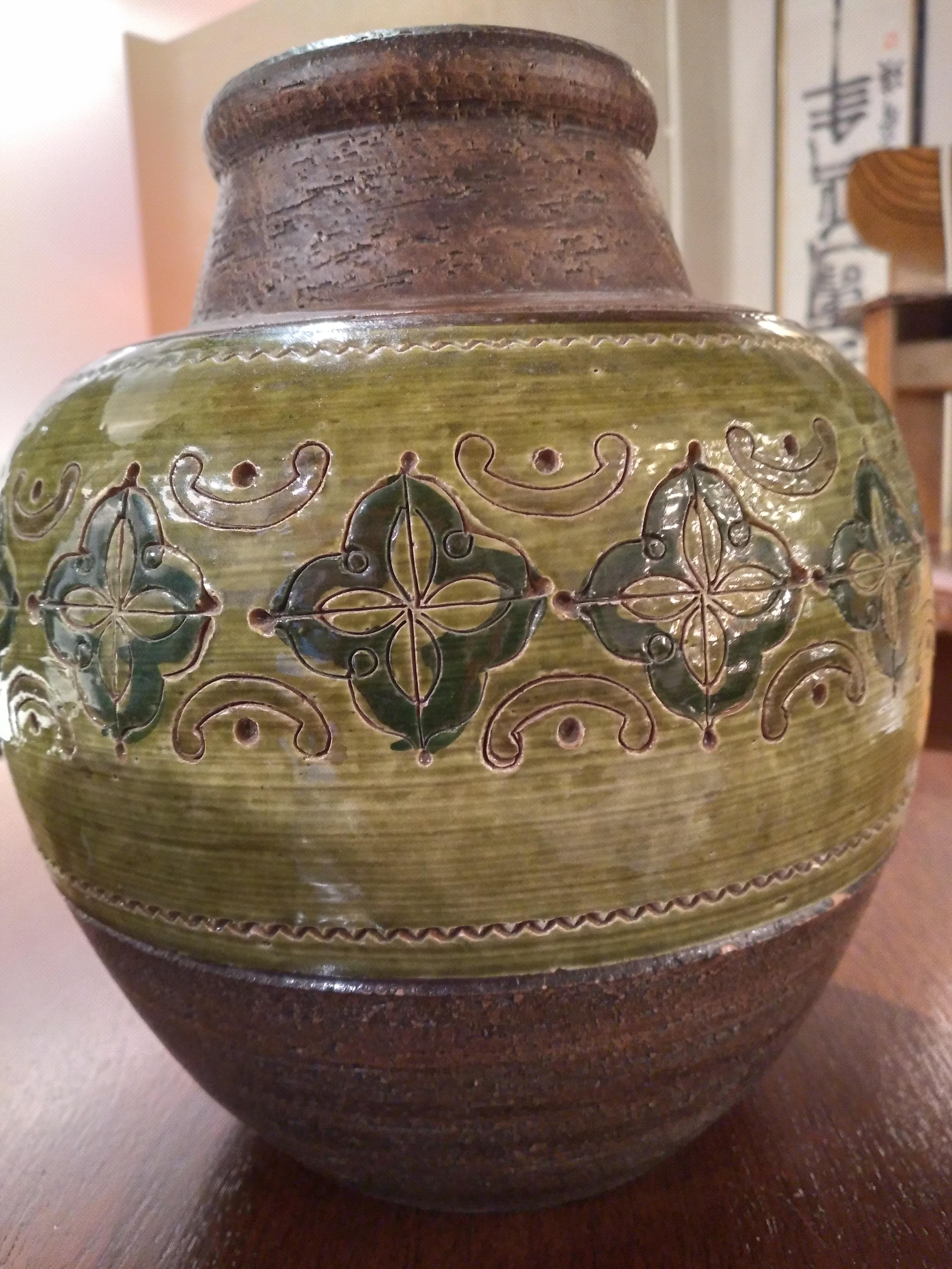 Mid-Century Modern Bitossi Arabesque Ceramic Vase by Aldo Londi, Italy, 1960s For Sale