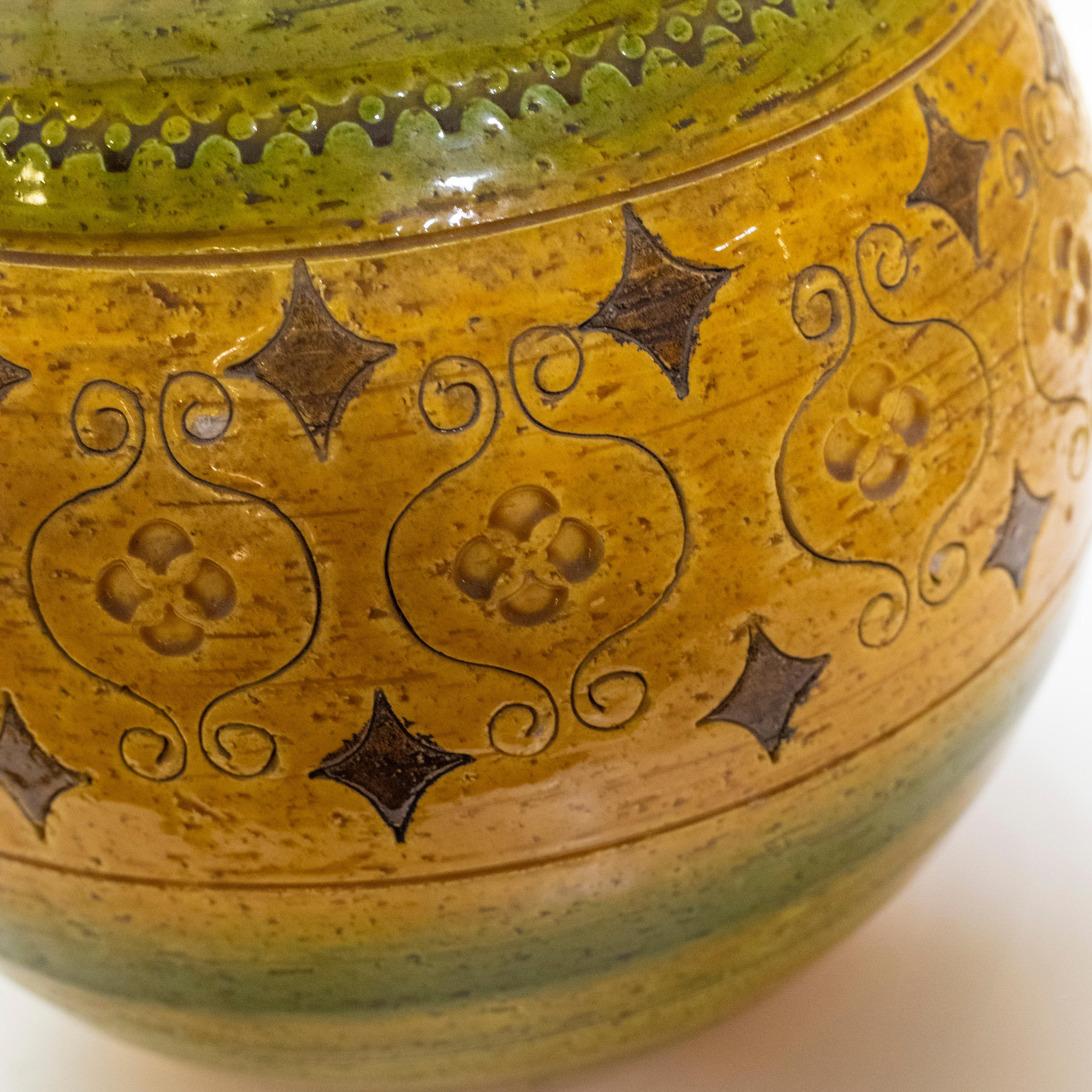 Mid-Century Modern Bitossi Arabesque Ceramic Vase Italy 1960s by Aldo Londi