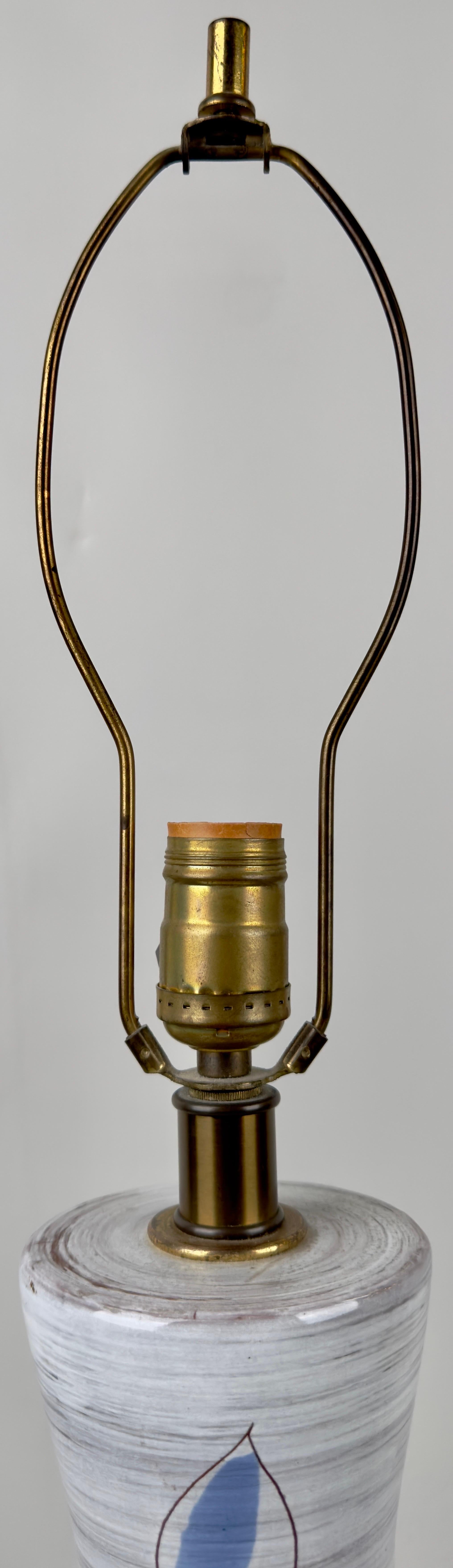 Bitossi Artsianische Keramik-Tischlampe mit blauem Blättern-Design  im Angebot 2