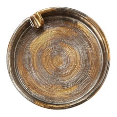 Bitossi Ashtray, Brushed Metallic Gold, Chrome Silver, Signed