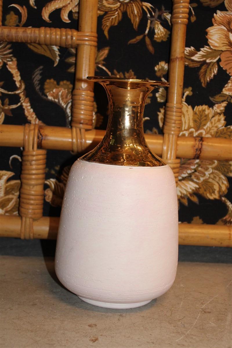 Mid-Century Modern Bitossi Attributed Vase Ceramic Ping Gold 24kt Italian Design 1970