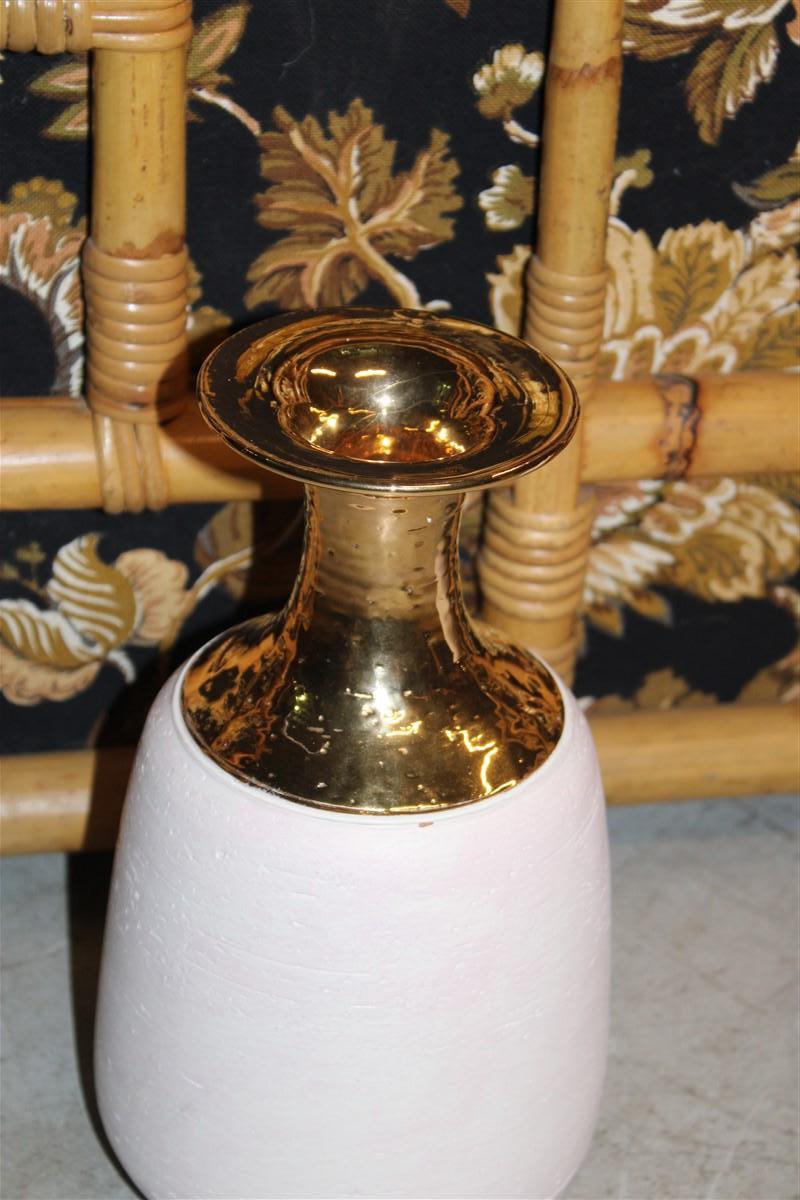Bitossi Attributed Vase Ceramic Ping Gold 24kt Italian Design 1970 In Good Condition In Palermo, Sicily
