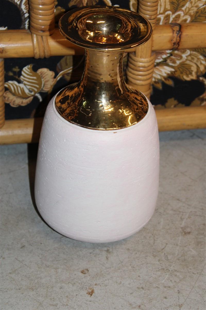 Late 20th Century Bitossi Attributed Vase Ceramic Ping Gold 24kt Italian Design 1970