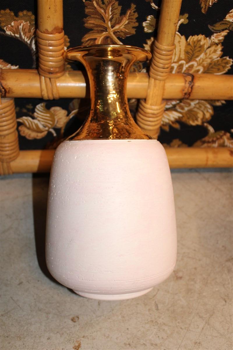 Bitossi Attributed Vase Ceramic Ping Gold 24kt Italian Design 1970 2