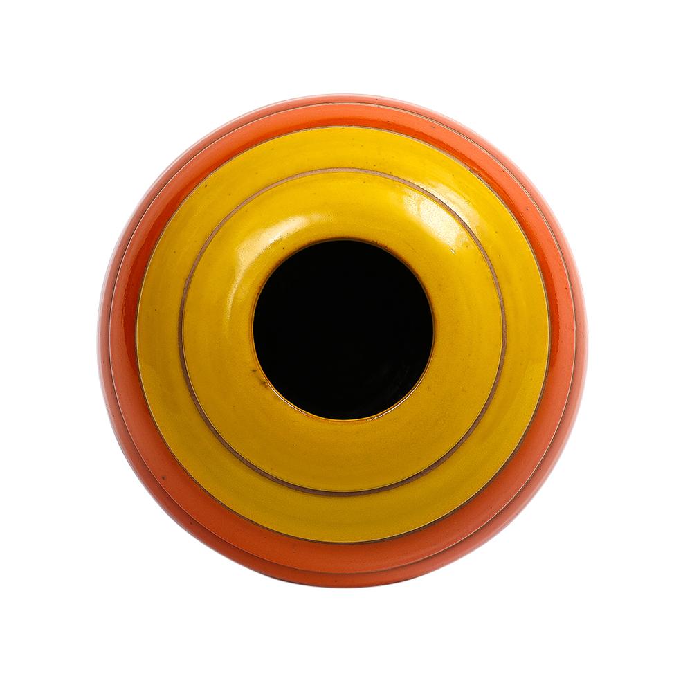 Bitossi Ball Vase, Céramique, Rayures, Jaune, Orange, Rouge, Noir, Signé en vente 4