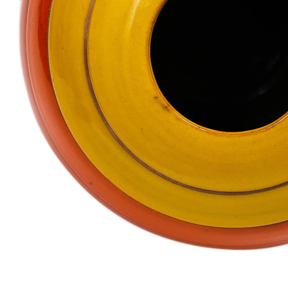 Bitossi Ball Vase, Céramique, Rayures, Jaune, Orange, Rouge, Noir, Signé en vente 5