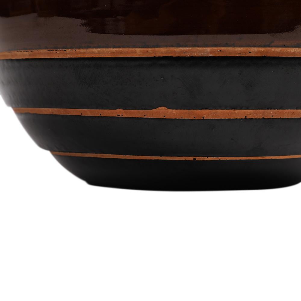 Bitossi Ball Vase, Céramique, Rayures, Jaune, Orange, Rouge, Noir, Signé en vente 7