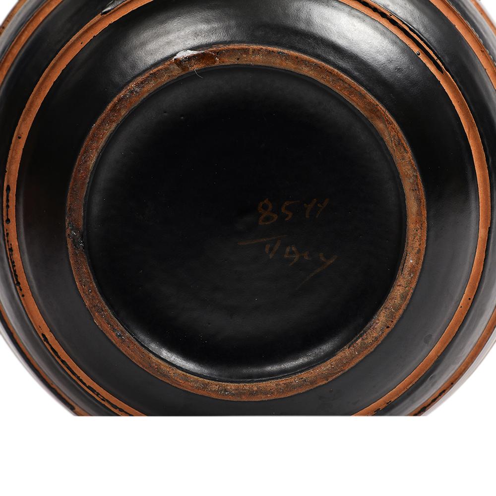 Bitossi Ball Vase, Céramique, Rayures, Jaune, Orange, Rouge, Noir, Signé en vente 9