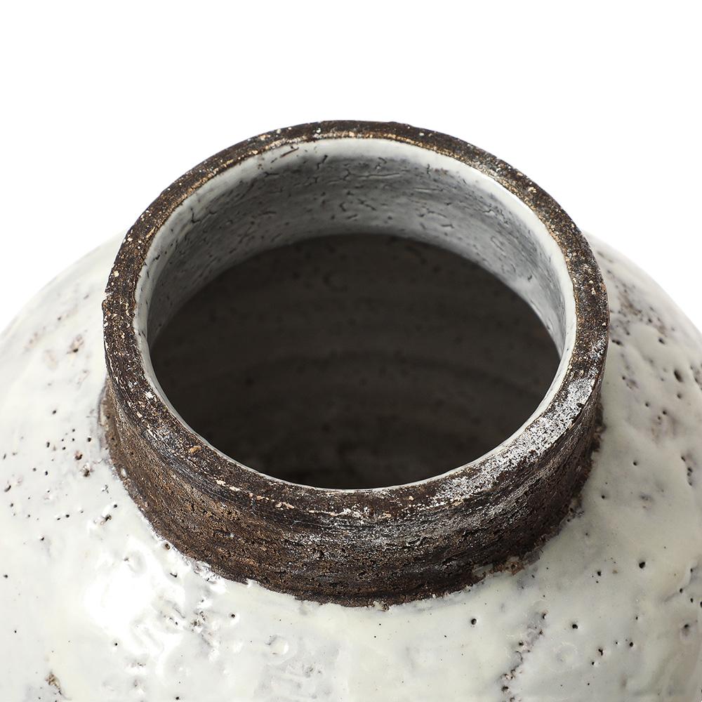 Aldo Londi Bitossi Ball Vase, Keramik, weiß, braun, signiert im Angebot 4