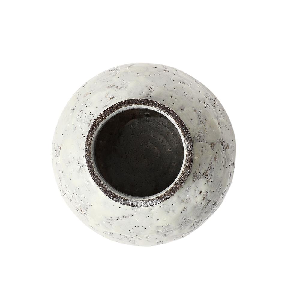 Aldo Londi Bitossi Ball Vase, Keramik, weiß, braun, signiert im Angebot 5