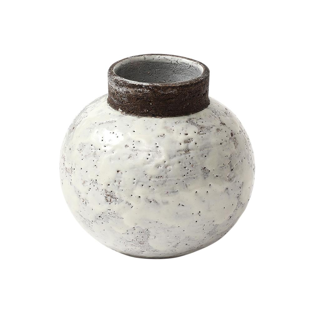 Aldo Londi Bitossi Ball Vase, Keramik, weiß, braun, signiert im Angebot 6