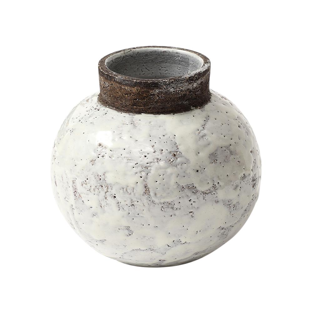Aldo Londi Bitossi Ball Vase, Keramik, weiß, braun, signiert im Angebot 7