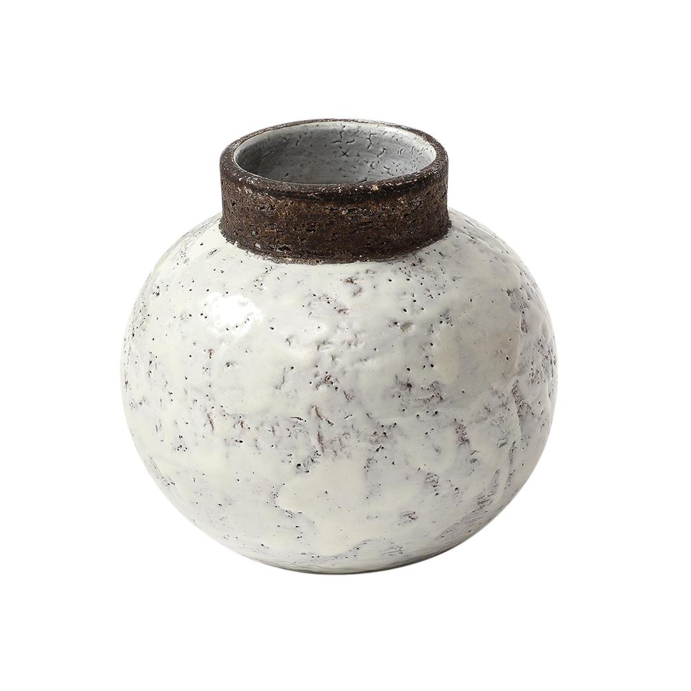 Aldo Londi Bitossi Ball Vase, Keramik, weiß, braun, signiert im Angebot 8