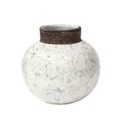 Aldo Londi Bitossi Ball Vase, Keramik, weiß, braun, signiert