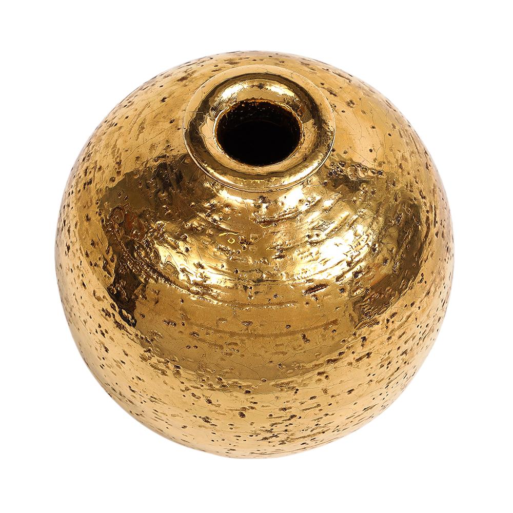 Late 20th Century Bitossi Ball Vase, Ceramic, Metallic Gold For Sale