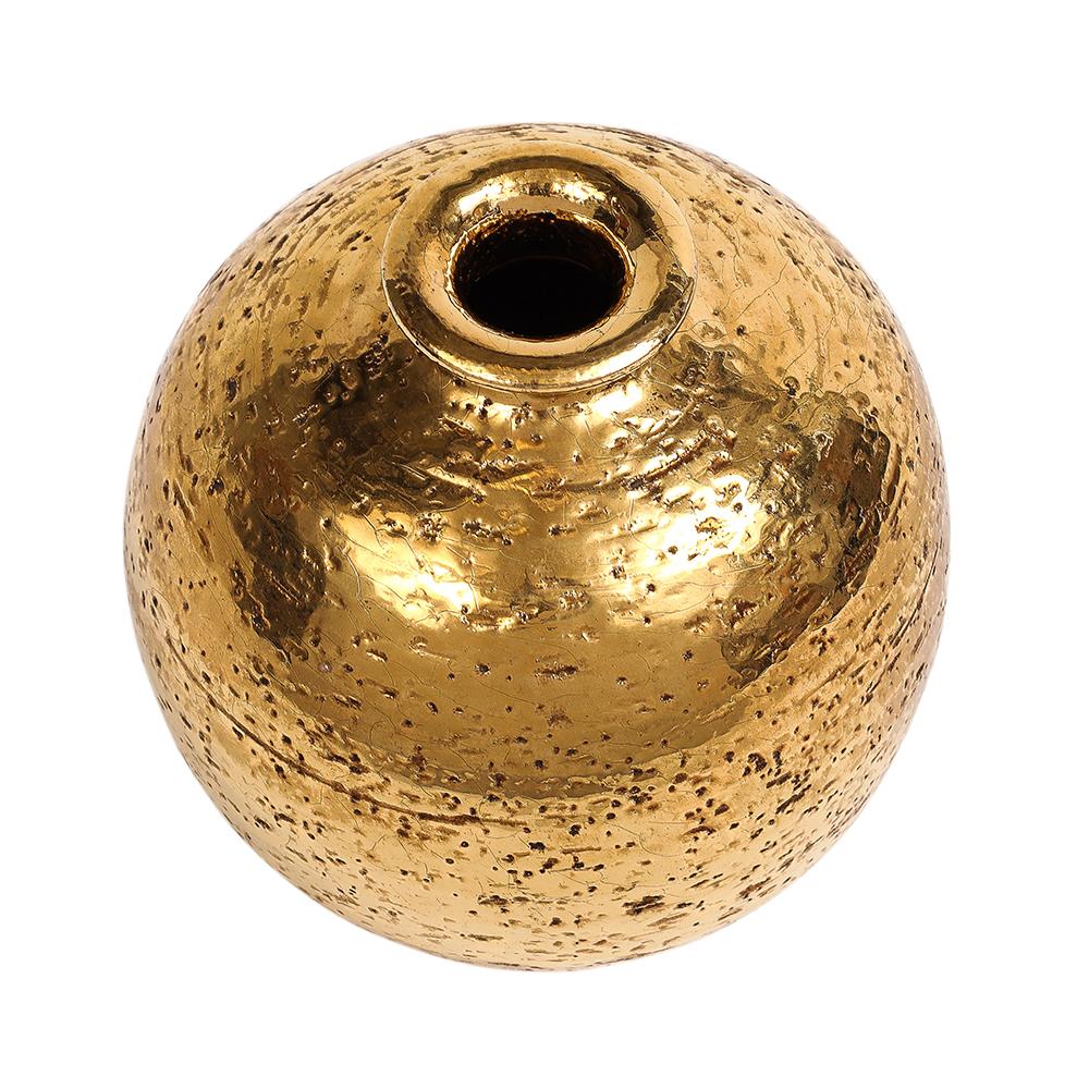 Bitossi Ball Vase, Ceramic, Metallic Gold For Sale 2