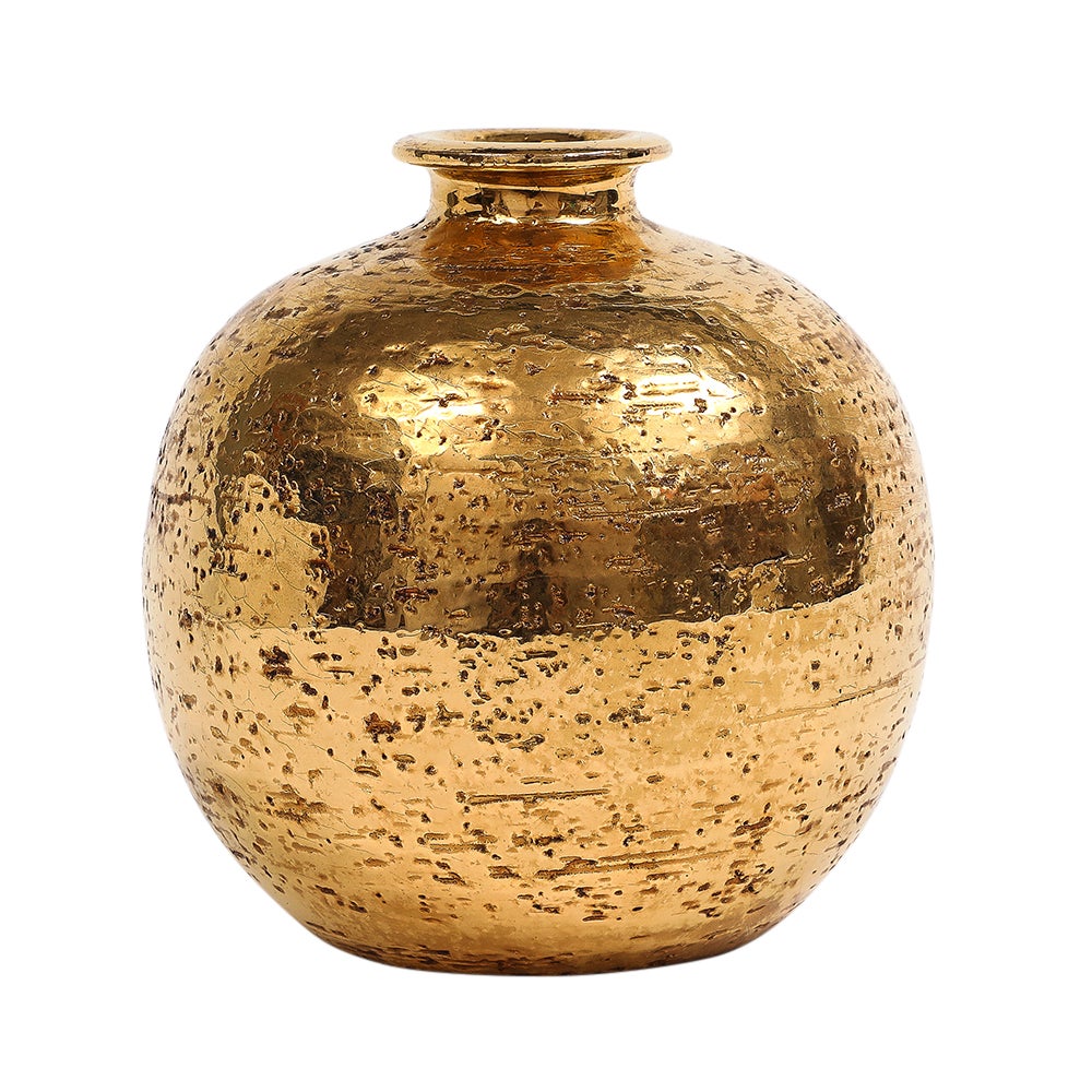 Bitossi Kugelvase, Keramik, Metallic-Gold