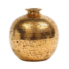 Retro Bitossi Ball Vase, Ceramic, Metallic Gold